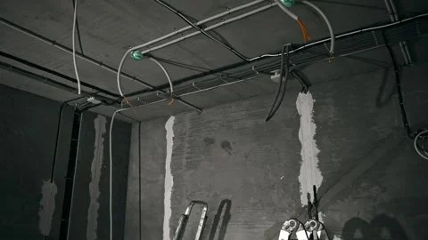 Building Renovation With Electrical Installations, Construction Site With Stock-Footage 323793865