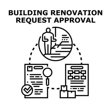 Building renovation request approval process concept Stock Illustration