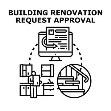 Building renovation request approval process illustration Stock Illustration