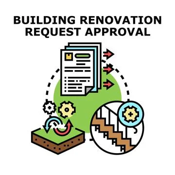 Building renovation request approval process concept Stock Illustration