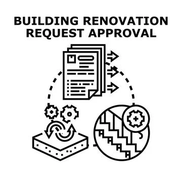Building renovation request approval process concept Stock Illustration