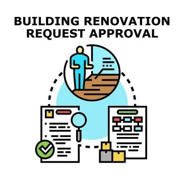 Building renovation request approval process concept Stock Illustration