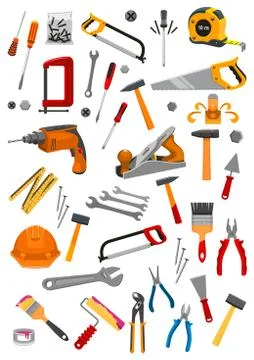 Building repair work tools vector isolated icons Ilustración de archivo