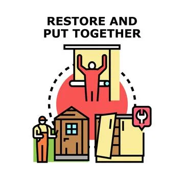 Building, restoring and putting objects together service Stock Illustration