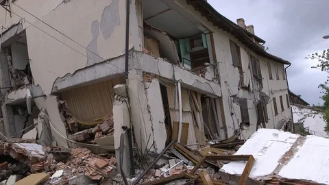 Building rocked by an earthquake Stock Footage 113624294