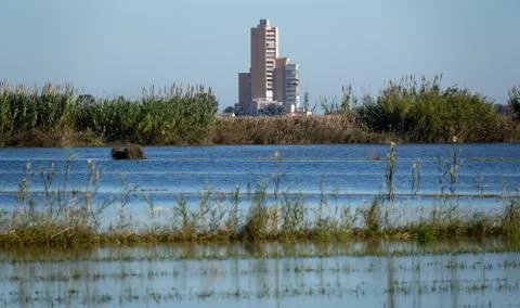 Building as rocket in the horizon Fotos de archivo