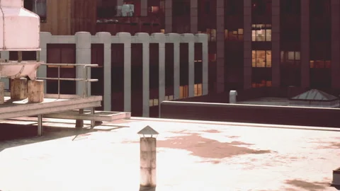 Building rooftops in a city with structures and urban setting Video stock 343571973