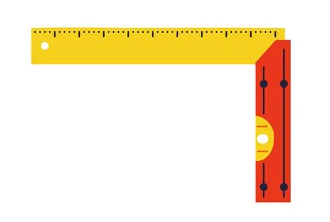 Building ruler angle building tool vector cartoon length measurement repair Stock Illustration