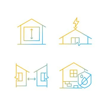 Building safe house gradient linear vector icons set 스톡 일러스트