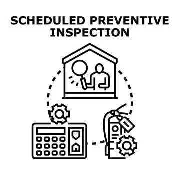 Building safety check and preventive maintenance inspection Illustrazione stock