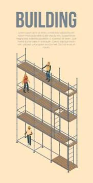 Building scaffolds concept background, isometric style Ilustración de archivo