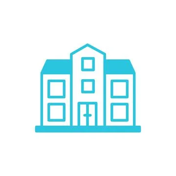 Building, School icon. Isolated on white background. From blue icon set. Stock Illustration