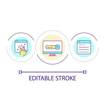 Building search engine loop concept icon Stock Illustration