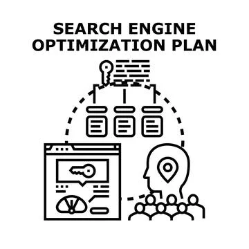 Building search engine optimization plan for digital marketing strategy Stock Illustration