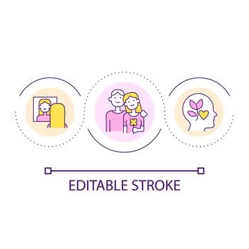 Building self-esteem in relationship loop concept icon Stock Illustration