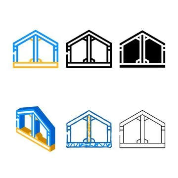 Building series metallic framework color icon vector Stockillustratie