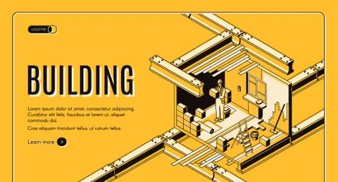 Building service isometric vector web banner Stock Illustration