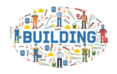 Building service tools banner vector illustration. Home repair. Construction Stock Illustration