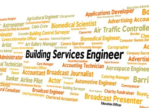 Building Services Engineer Indicates Jobs Mechanic And Engineers Ilustración de archivo