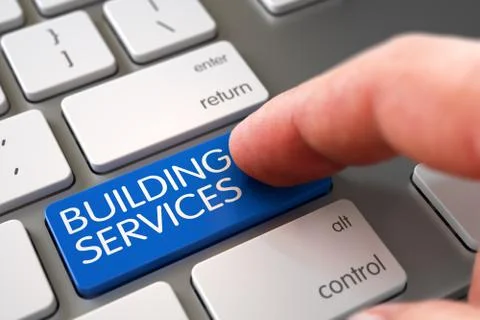 Building Services - Keyboard Key Concept. 3D Illustration Ilustración de archivo