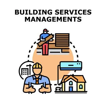 Building services management conceptualizing construction and engineering s.. Stock Illustration