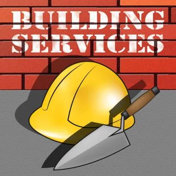 Building Services Represents Construction Work 3d Illustration Ilustración de archivo