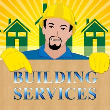 Building Services Shows Construction Work 3d Illustration Ilustración de archivo