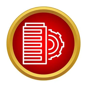 Building settings cog icon on red background Illustrazione stock