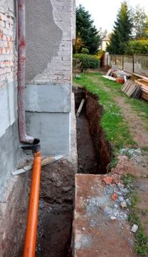 Building a sewage Stock Photos