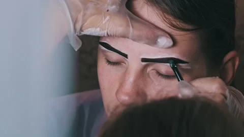Building the Shape of Eyebrows, Tint Pro... | Stock Video | Pond5