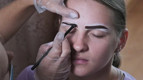 Building the Shape of Eyebrows, Tint Pro... | Stock Video | Pond5