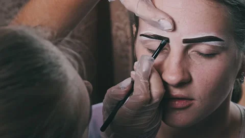 Building the Shape of Eyebrows, Tint Pro... | Stock Video | Pond5