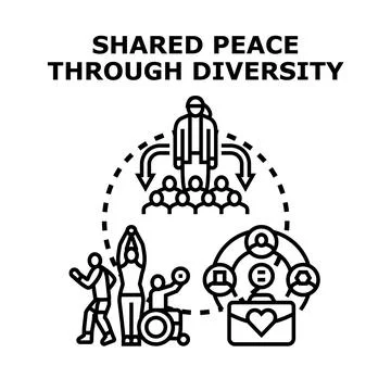 Building shared peace through diversity and inclusion concept Stock Illustration