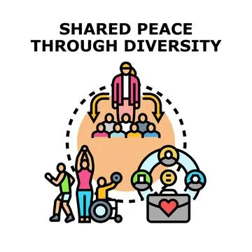 Building shared peace through diversity and inclusion concept Stock Illustration