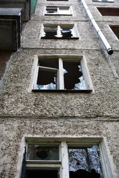 Building With Shattered Windows Stock Photos