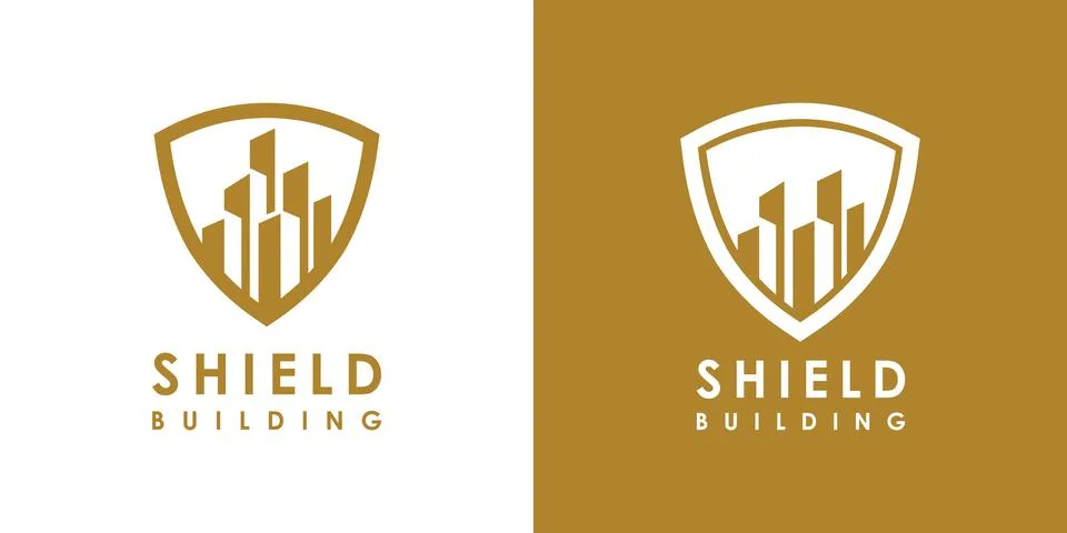 Building shield logo design vector Stock Illustration