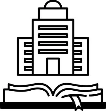Building is shown with a book open on top of it Ilustración de archivo