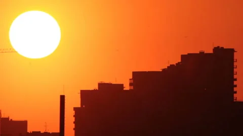 Building silhouette in sunset Stock Footage 86430745