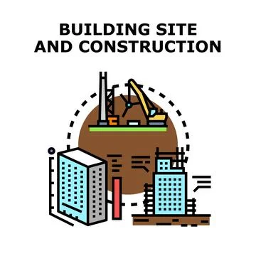 Building site construction process with developing skyscraper outlines Stock-Illustration