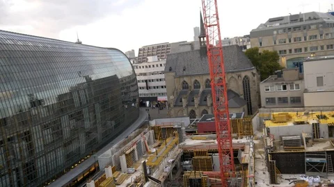Building Site With Crane In Cologne Stock Footage 95913564