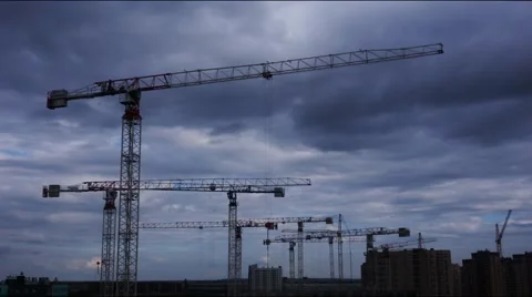 Building site cranes - timelapse Video stock 54637894
