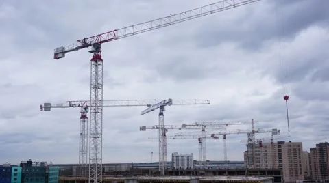 Building site cranes - timelapse Stock Footage 54908224