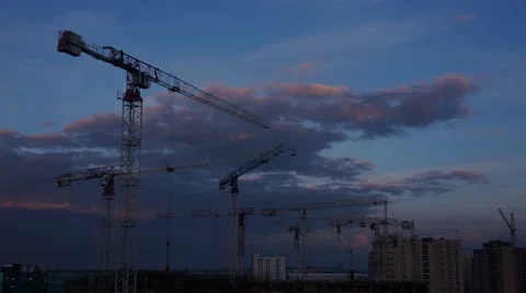 Building site cranes - timelapse Video stock 54932095