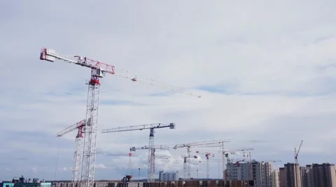 Building site cranes - timelapse Stock Footage 55229406