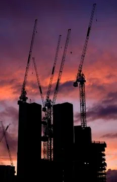 Building site at dusk Stock Photos