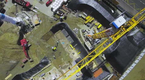 Building site engineering aerial shot Stock Footage 64993959