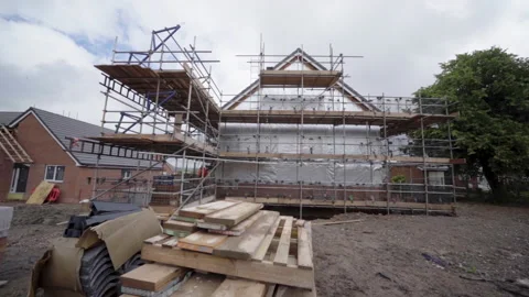 Building Site House With Insulation Before Bricks Laid Video stock 239757806