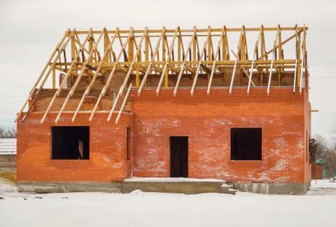 Building Site With House Under Construction Stock Photos
