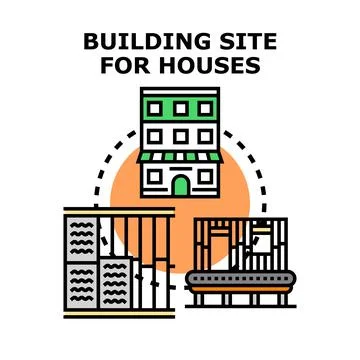 Building site for houses construction development process Ilustración de archivo