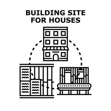 Building site for houses construction development process Illustrazione stock